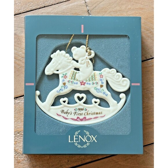 Lenox 1996 Baby's First 1st Christmas Tree Ornament Rocking Horse Used - Picture 1 of 9